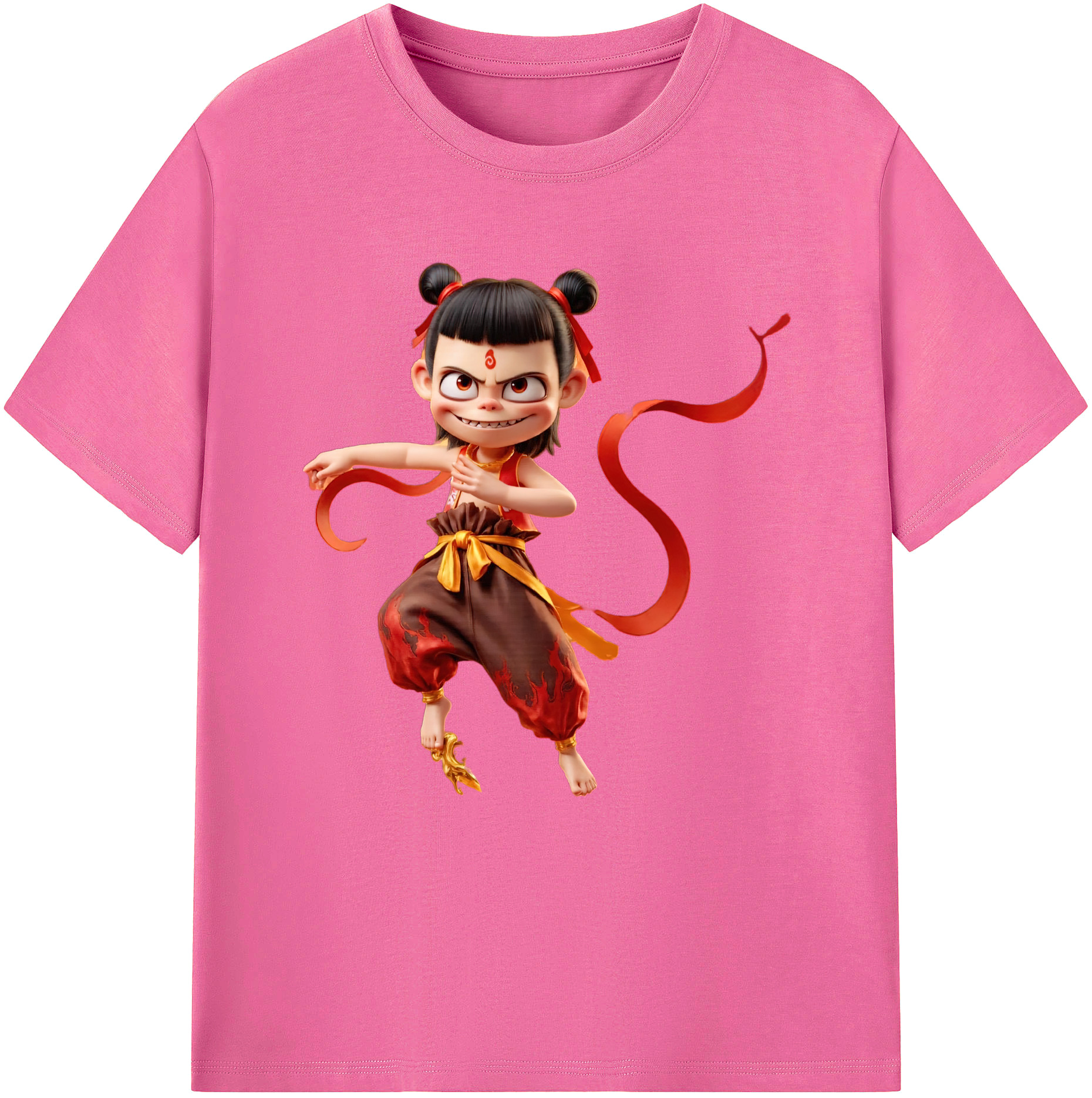 （画像用） Ne Zha 2 ナタ 魔童の大暴れ レディースカジュアルプリントTシャツ（綿100％）